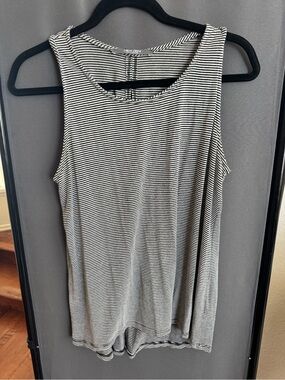 Coin 1804 Black & White Striped Scoop Neck Tank